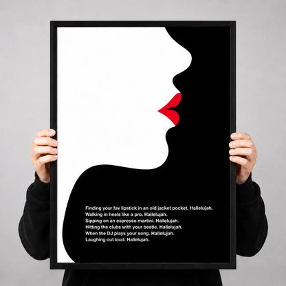 Lipstick Silhouette Hallelujah Quote Wall Art 3