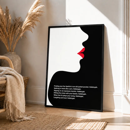 Lipstick Silhouette Hallelujah Quote Wall Art 4