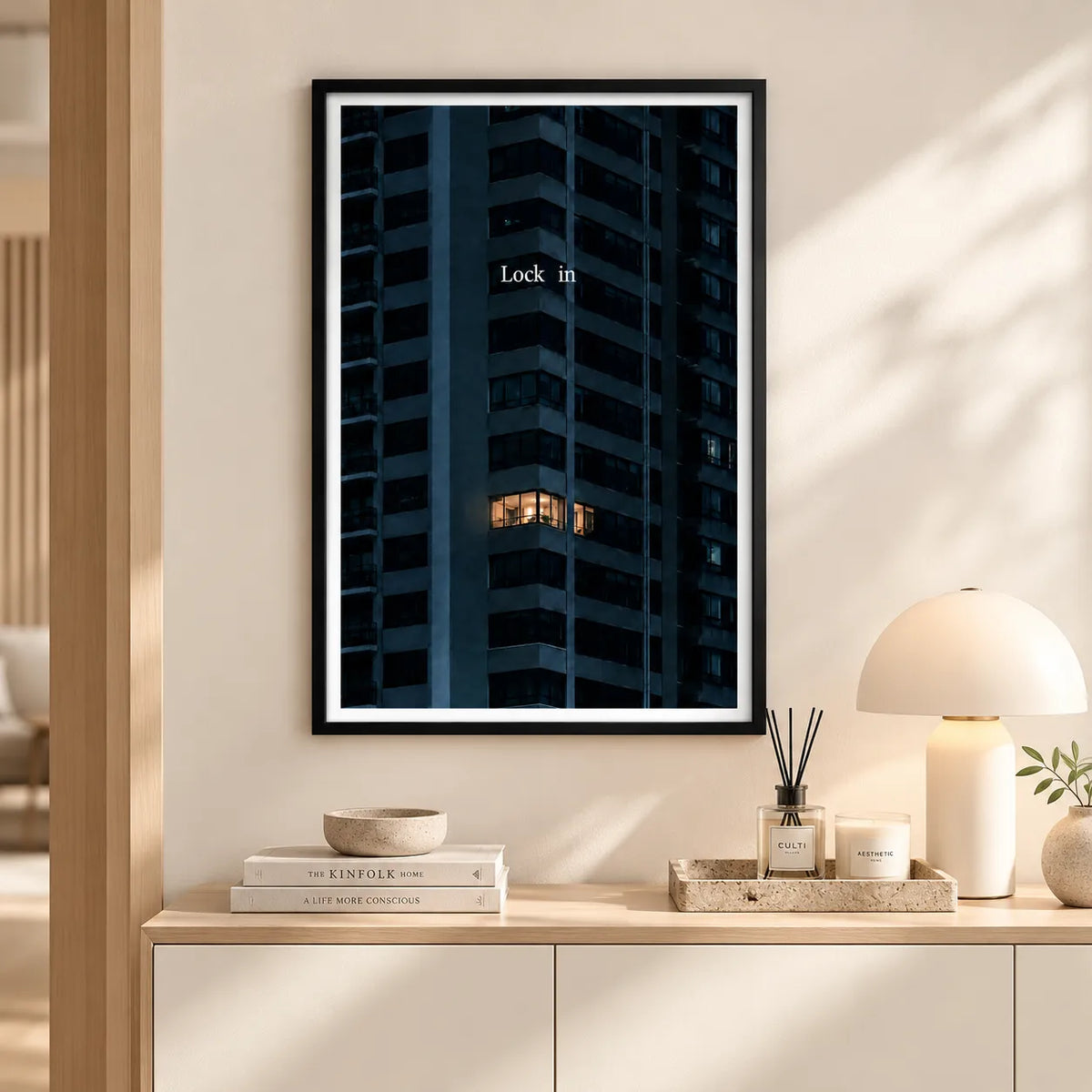 Lock In Minimal City Night Wall Art 2