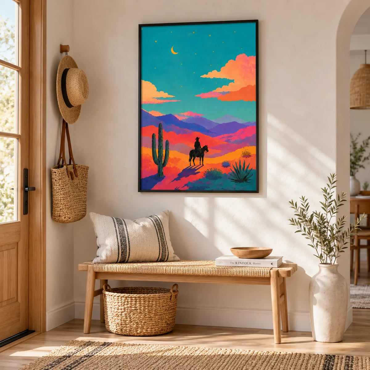 Desert Cowboy Sunset Illustration Wall Art 6