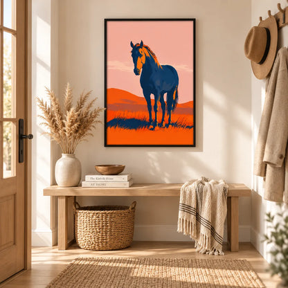 Blue Horse Desert Sunset Wall Art 6