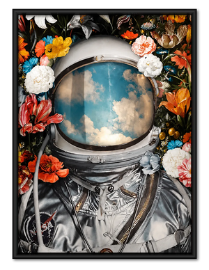 Astronaut Flower Space Helmet Sky Reflection Wall Art