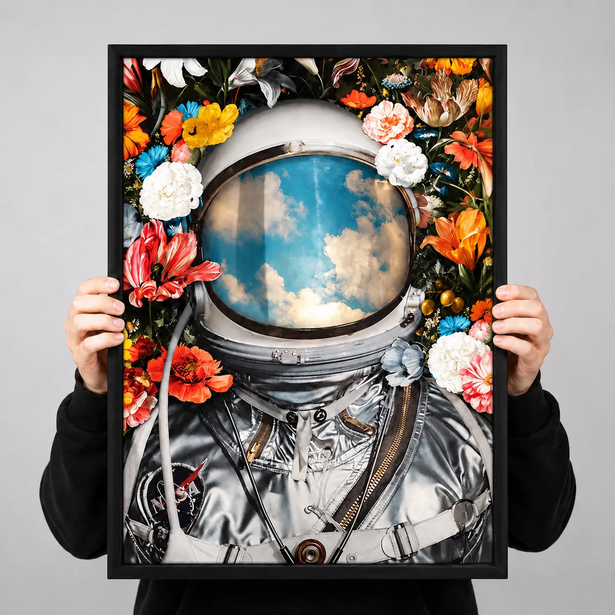Astronaut Flower Space Helmet Sky Reflection Wall Art 3