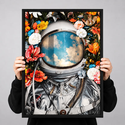 Astronaut Flower Space Helmet Sky Reflection Wall Art 3