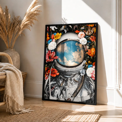 Astronaut Flower Space Helmet Sky Reflection Wall Art 4
