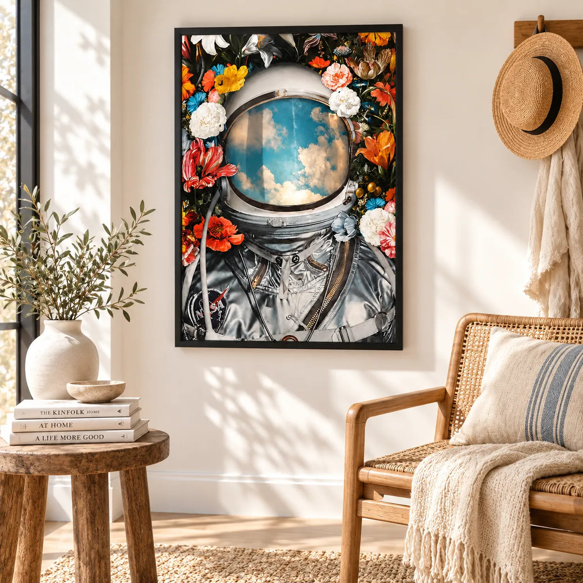 Astronaut Flower Space Helmet Sky Reflection Wall Art 5