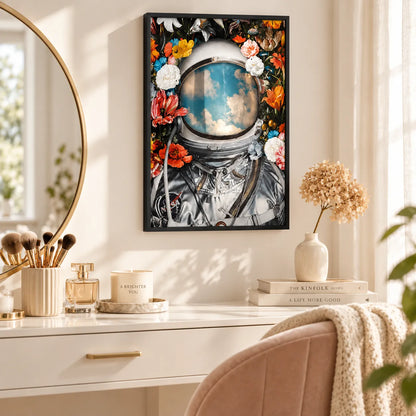 Astronaut Flower Space Helmet Sky Reflection Wall Art 6