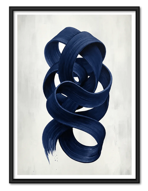 Navy Blue Abstract Ribbon Wall Art