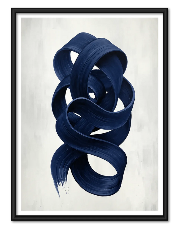 Navy Blue Abstract Ribbon Wall Art