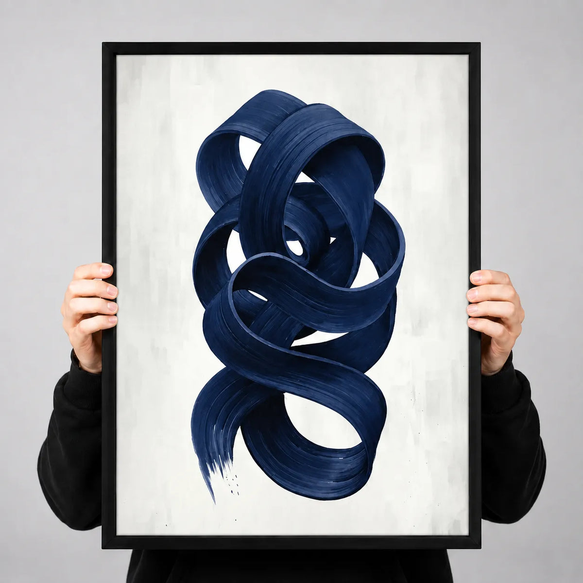 Navy Blue Abstract Ribbon Wall Art 3