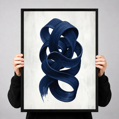 Navy Blue Abstract Ribbon Wall Art 3