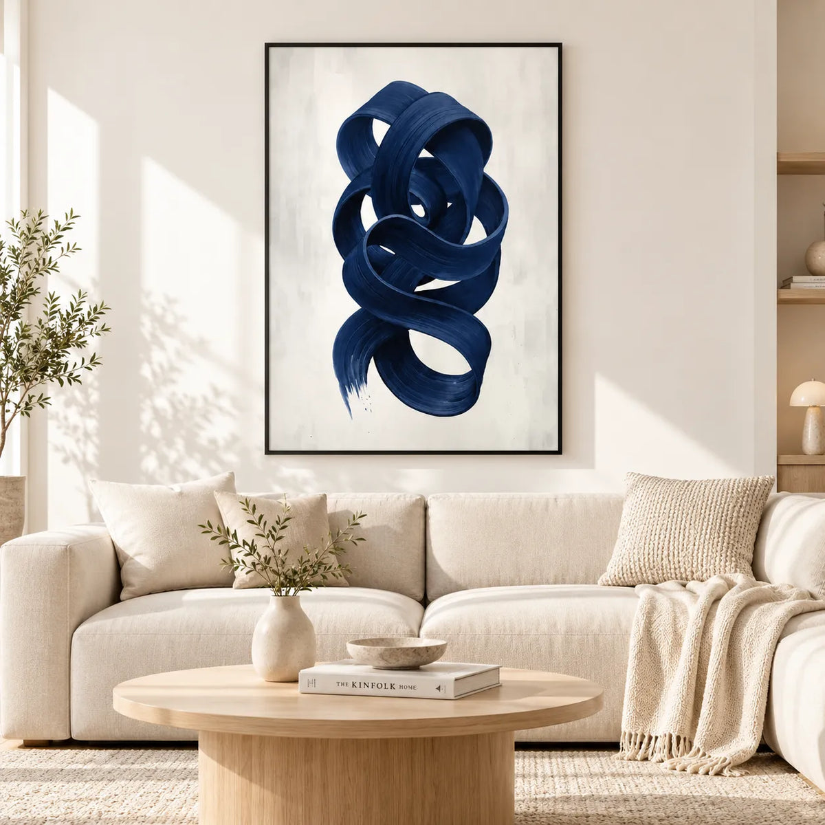 Navy Blue Abstract Ribbon Wall Art 5