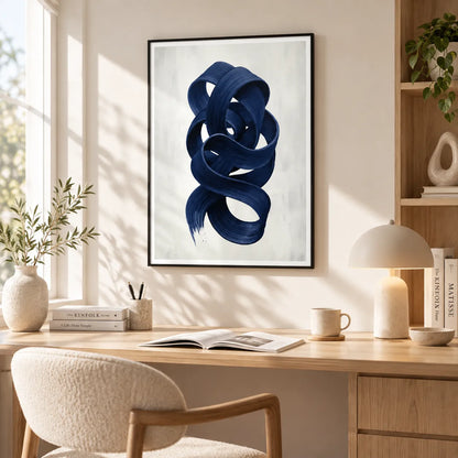 Navy Blue Abstract Ribbon Wall Art 6