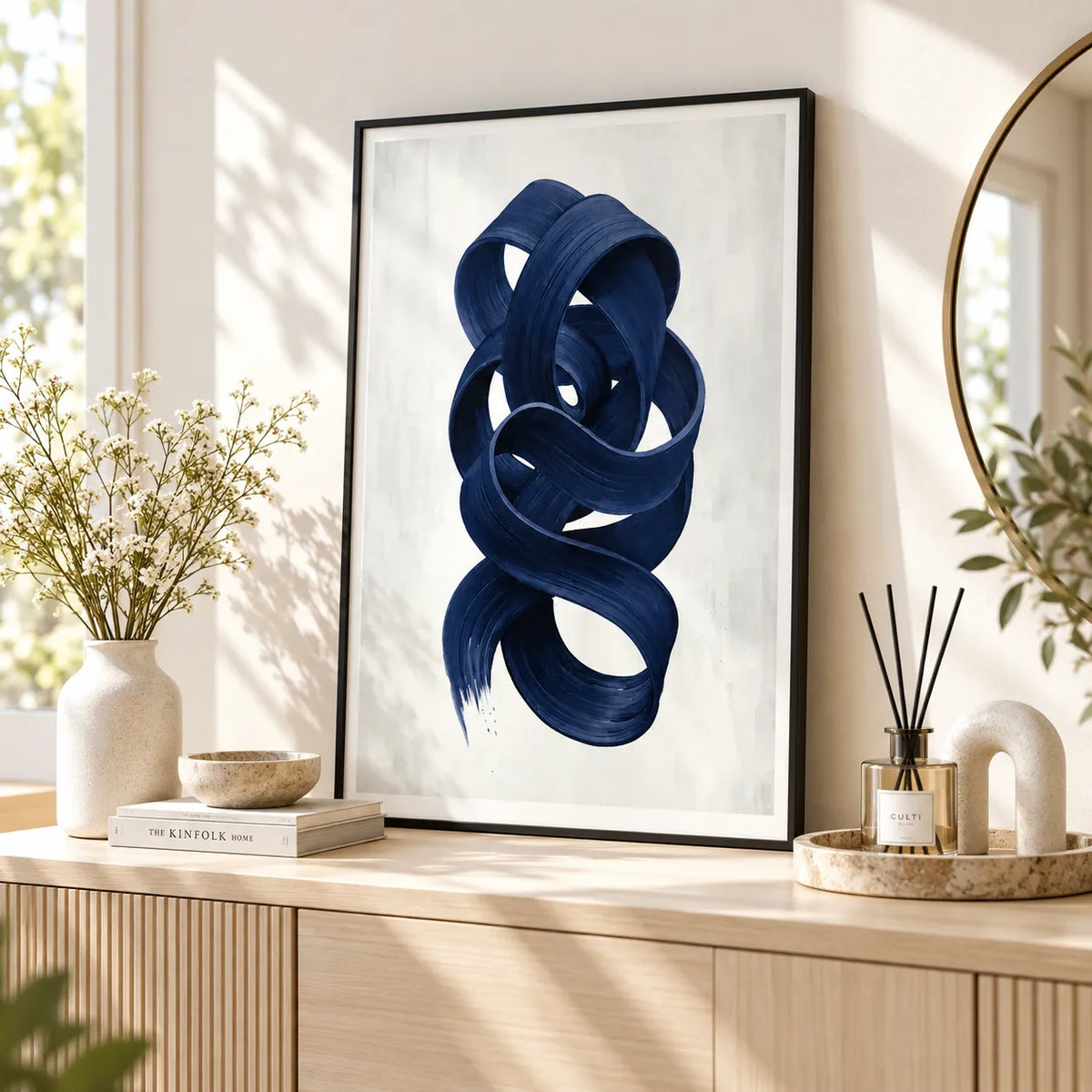 Navy Blue Abstract Ribbon Wall Art 7