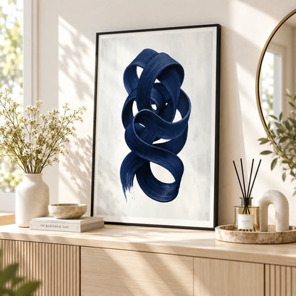 Navy Blue Abstract Ribbon Wall Art 7