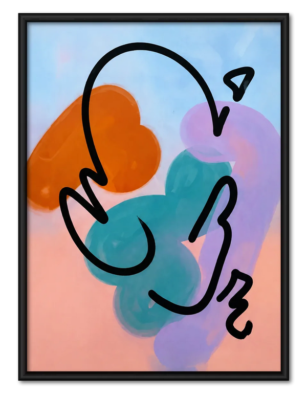 Colorful Abstract Line Face Wall Art