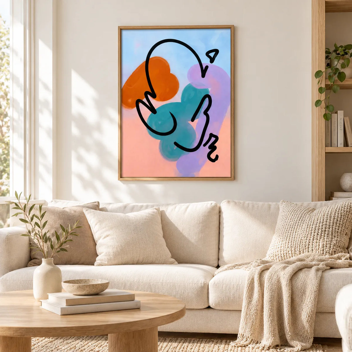 Colorful Abstract Line Face Wall Art 2