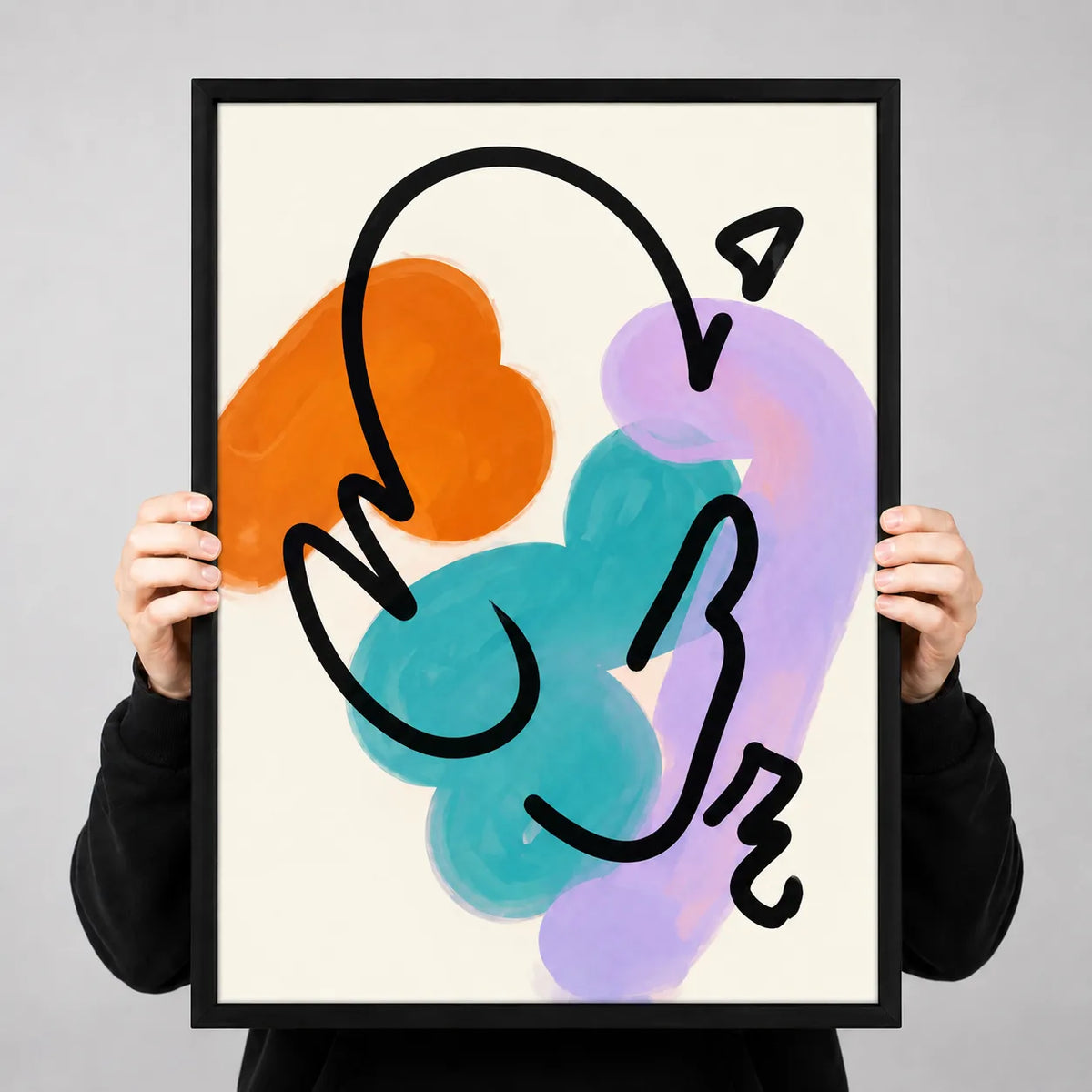 Colorful Abstract Line Face Wall Art 3