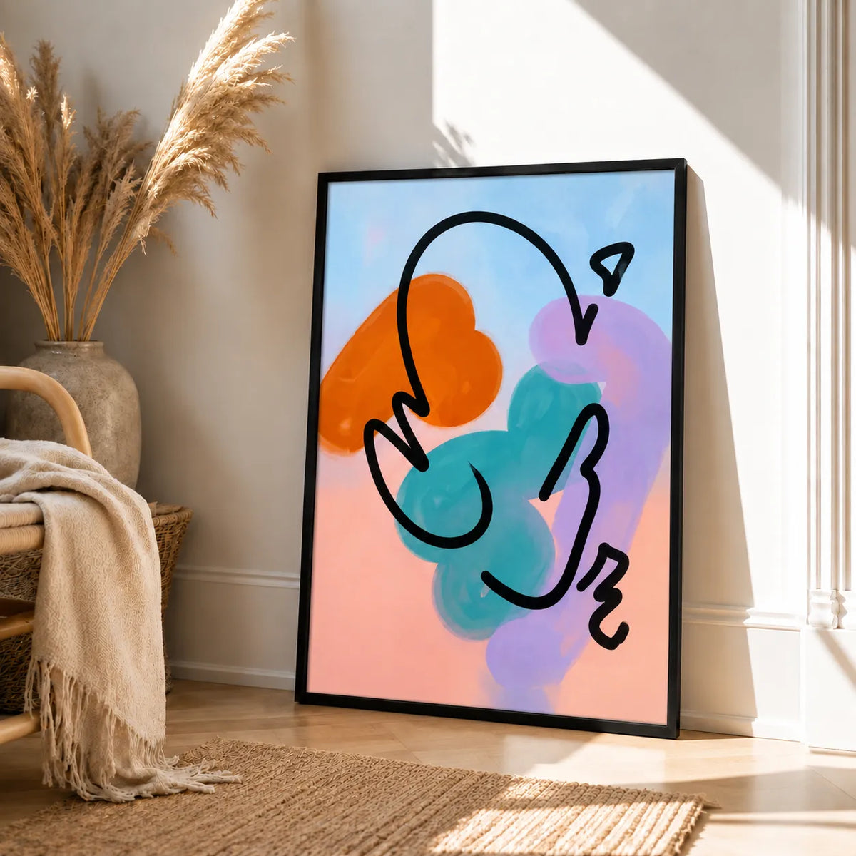 Colorful Abstract Line Face Wall Art 4
