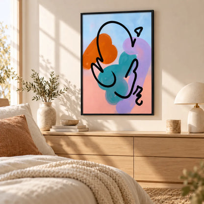 Colorful Abstract Line Face Wall Art 5