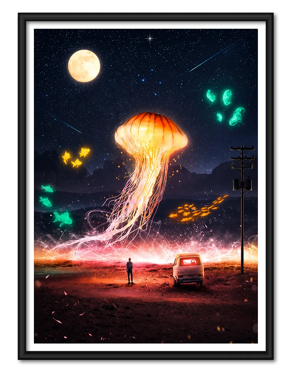 Cosmic Jellyfish Dream Landscape Wall Art 1
