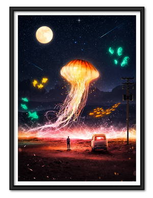 Cosmic Jellyfish Dream Landscape Wall Art