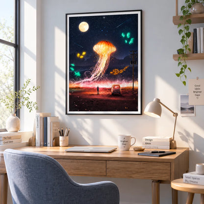 Cosmic Jellyfish Dream Landscape Wall Art 2