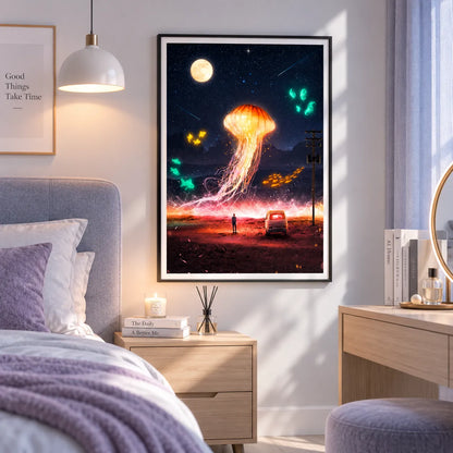 Cosmic Jellyfish Dream Landscape Wall Art 3