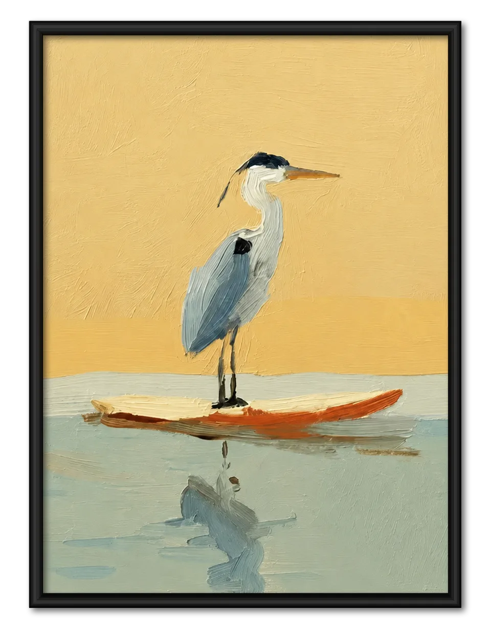 Heron Reflection Minimal Wall Art 1