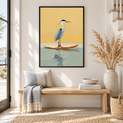 Heron Reflection Minimal Wall Art 2