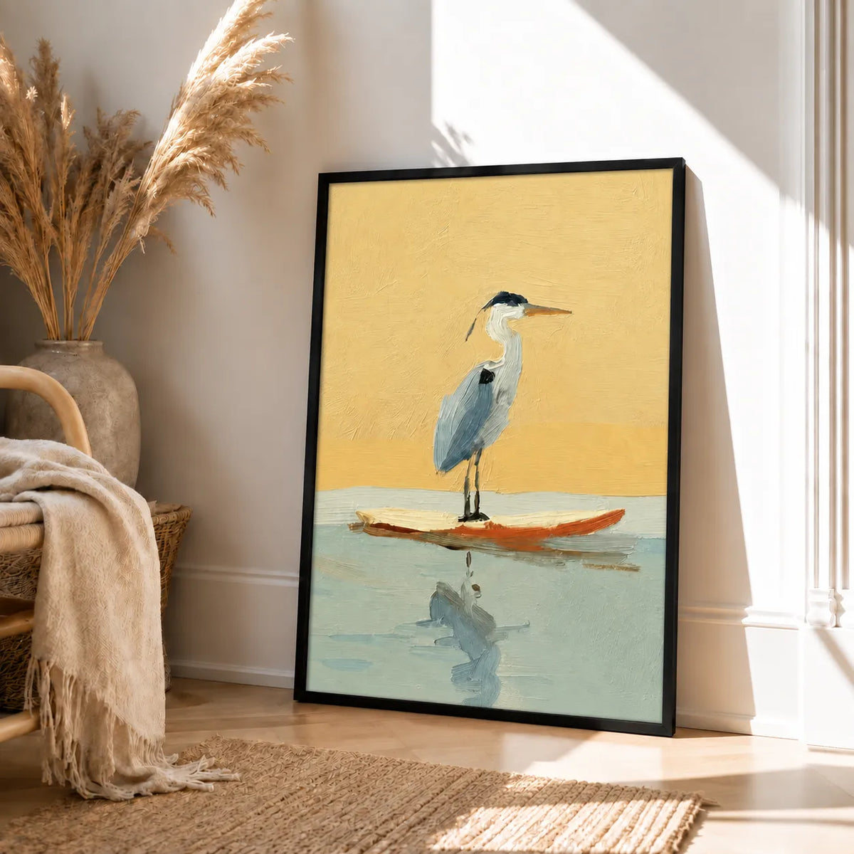 Heron Reflection Minimal Wall Art 4