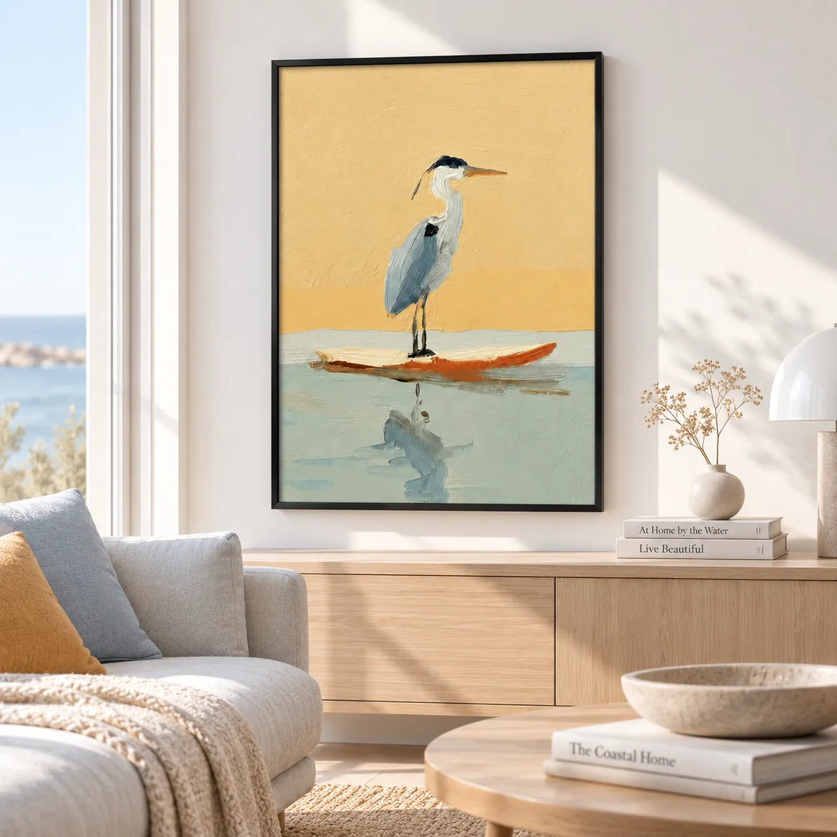Heron Reflection Minimal Wall Art 5