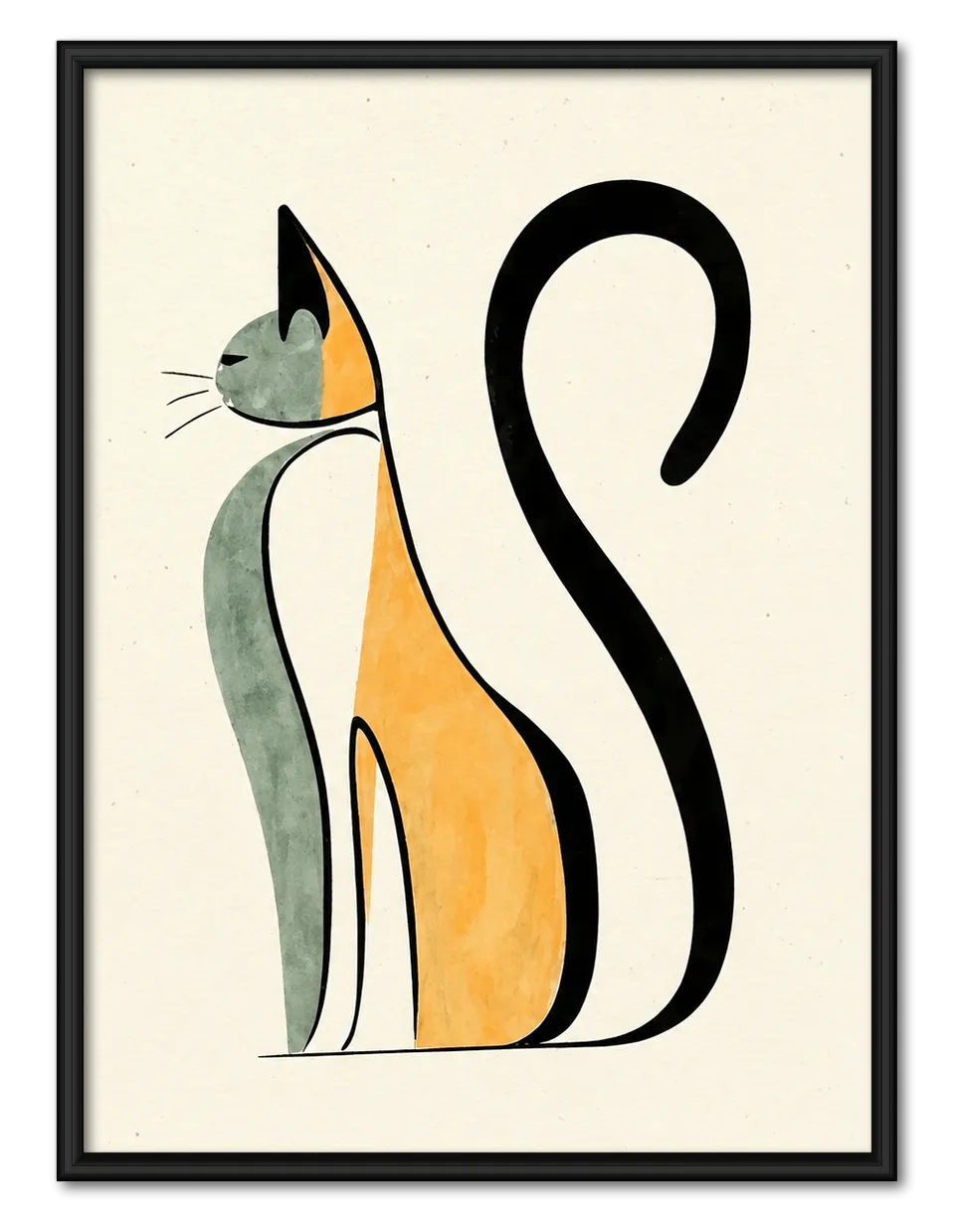 Minimal Abstract Cat Silhouette Wall Art 1