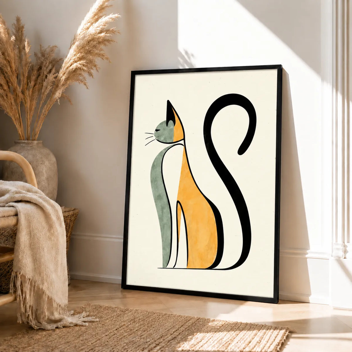 Minimal Abstract Cat Silhouette Wall Art 4