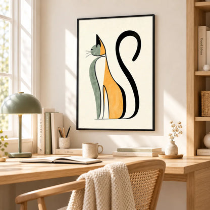 Minimal Abstract Cat Silhouette Wall Art 5