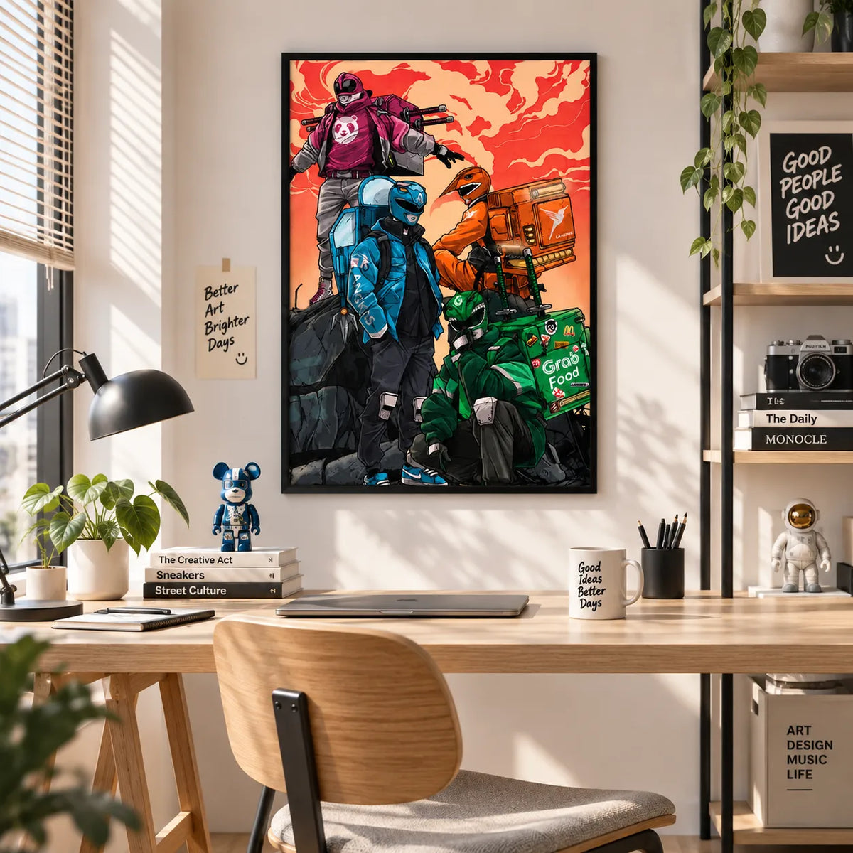 Cyberpunk Delivery Riders Illustration Wall Art 2