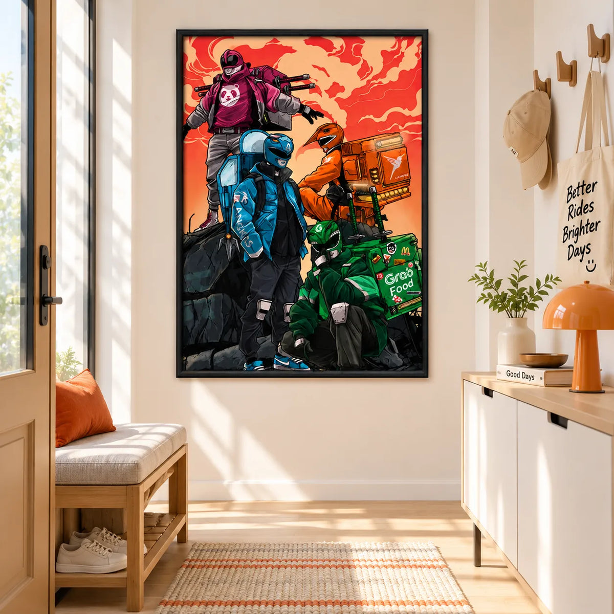 Cyberpunk Delivery Riders Illustration Wall Art 5