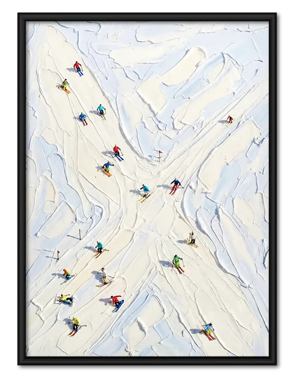 Abstract Ski Slope Winter Adventure Wall Art