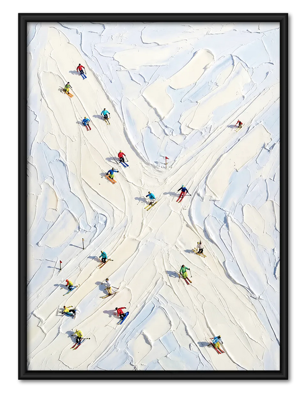 Abstract Ski Slope Winter Adventure Wall Art