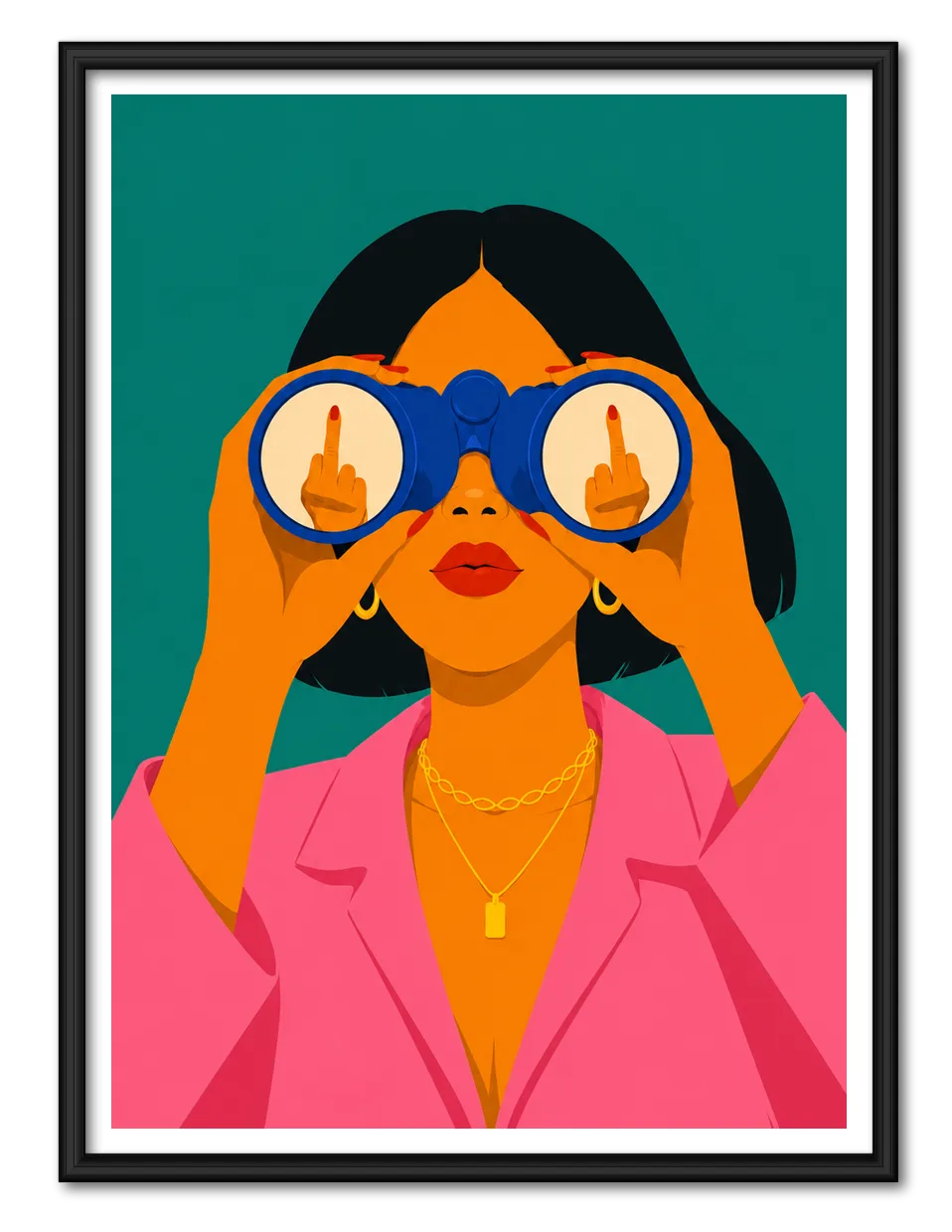 Binocular Fashion Girl Illustration Wall Art 1