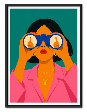Binocular Fashion Girl Illustration Wall Art