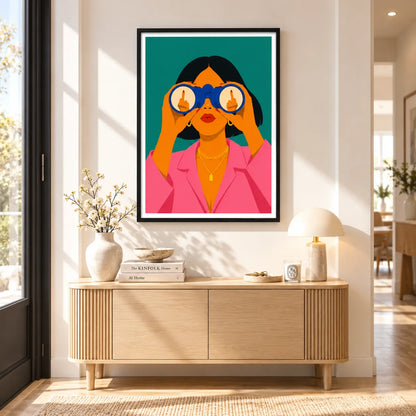 Binocular Fashion Girl Illustration Wall Art 2
