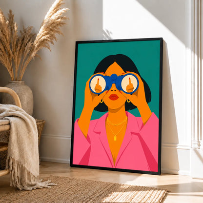 Binocular Fashion Girl Illustration Wall Art 4
