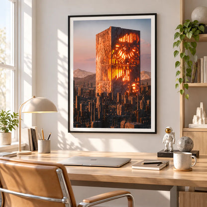 Futuristic Burning Tower Cityscape Wall Art 5