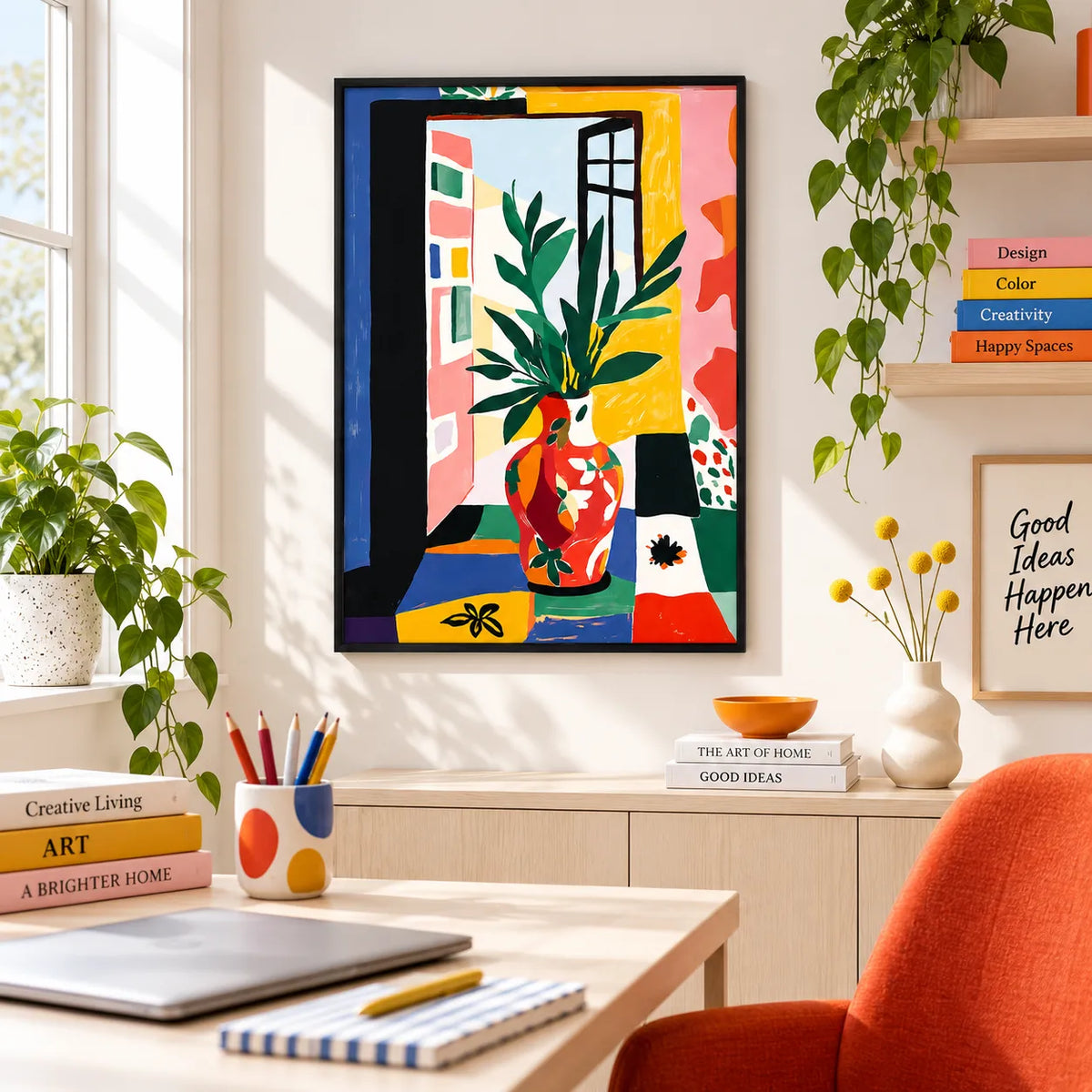 Colorful Abstract Vase Botanical Wall Art 2