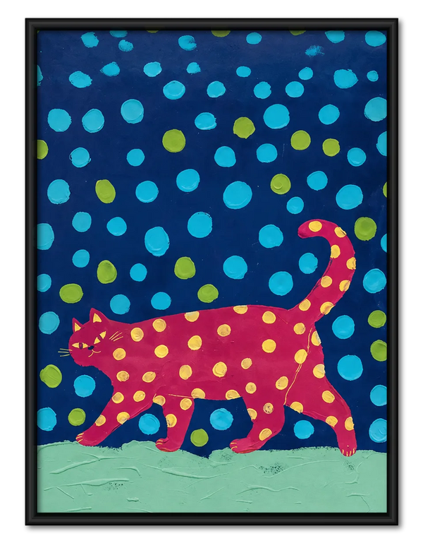 Pink Spotted Cat Pop Art Wall Art