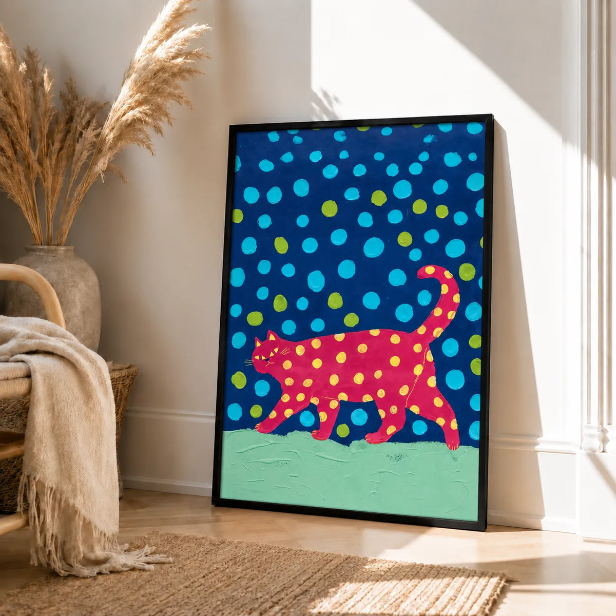 Pink Spotted Cat Pop Art Wall Art 4