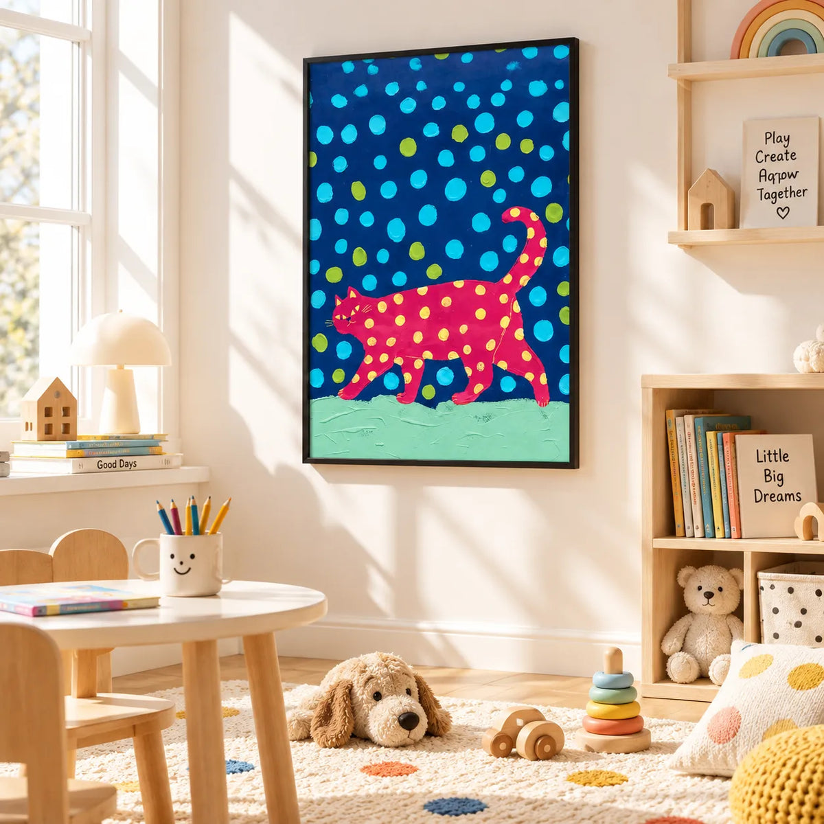 Pink Spotted Cat Pop Art Wall Art 6
