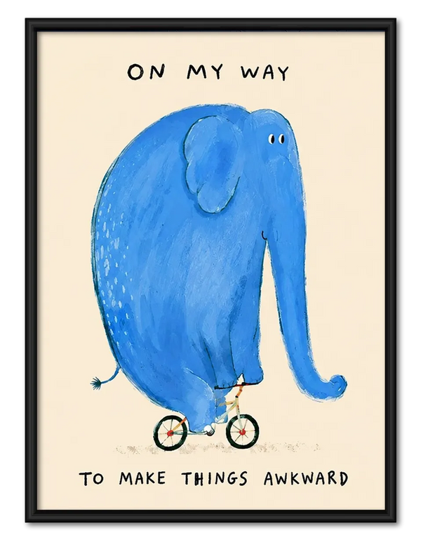 Blue Elephant Awkward Journey Wall Art