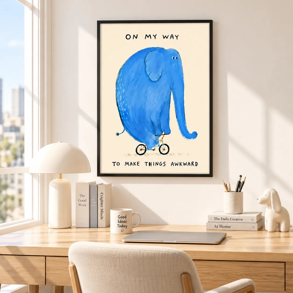 Blue Elephant Awkward Journey Wall Art 6
